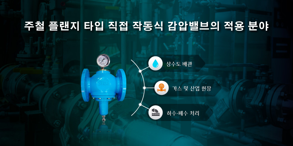 플랜지 연결형 연성주철 Z-Tide 직동식 감압밸브의 적용 분야